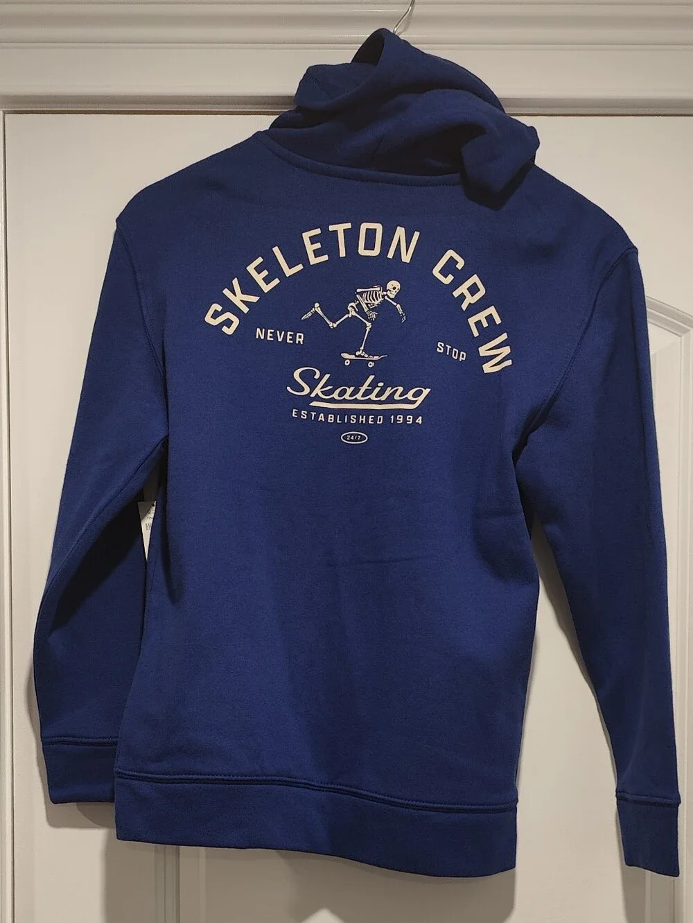 Old Navy Navy Blue Zip Hoodie with Skate Skeleton Detail